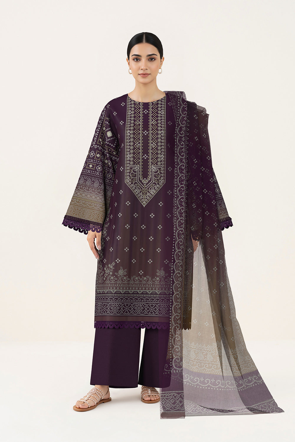 3 Piece - Digital Printed Embroidered Lawn Suit