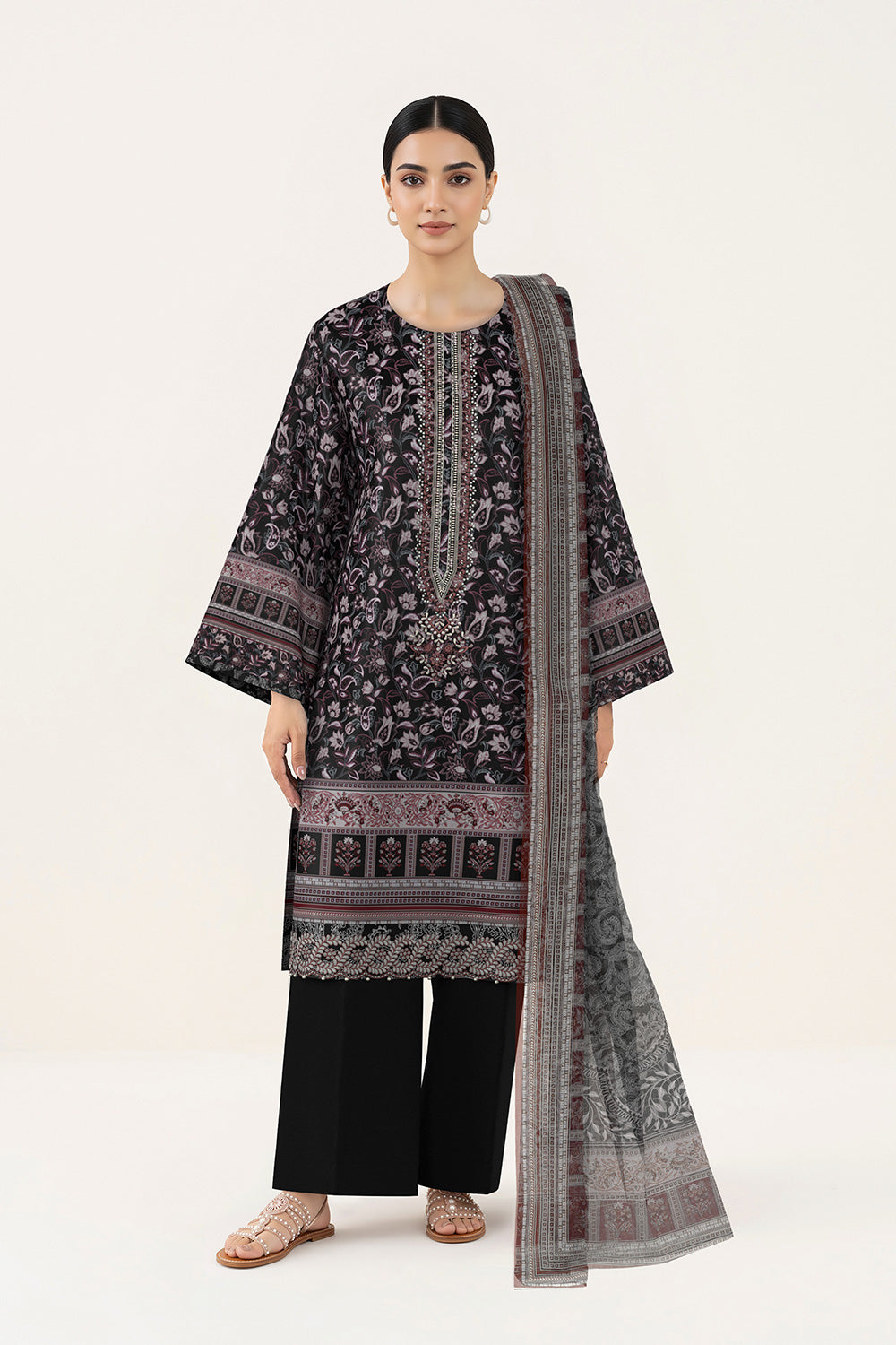 3 Piece - Digital Printed Embroidered Lawn Suit