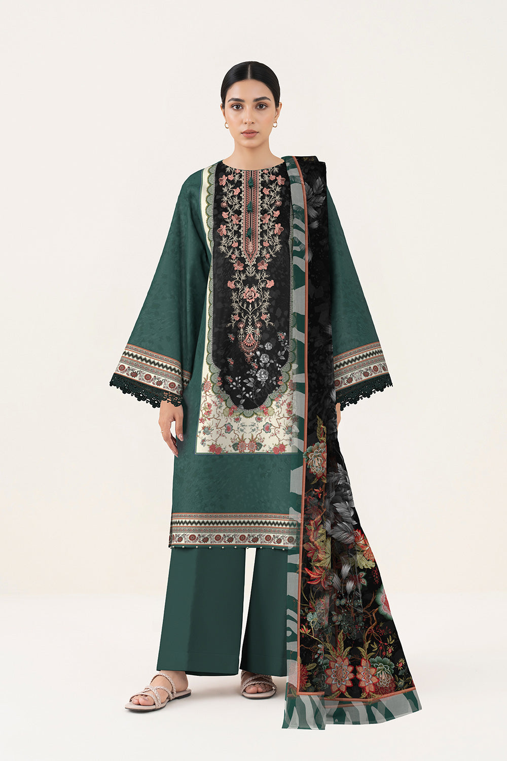 3 Piece - Digital Printed Embroidered Lawn Suit