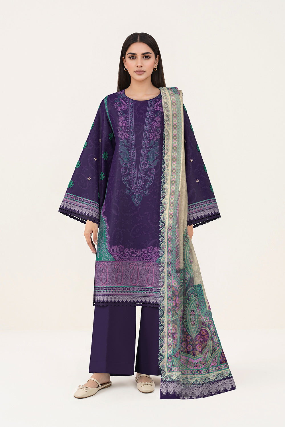3 Piece - Digital Printed Embroidered Lawn Suit