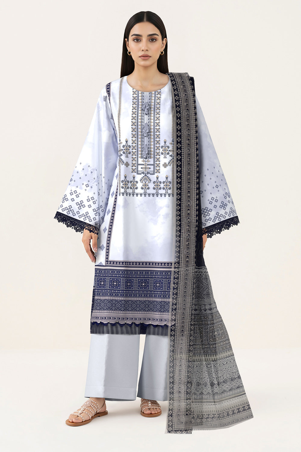 3 Piece - Digital Printed Embroidered Lawn Suit