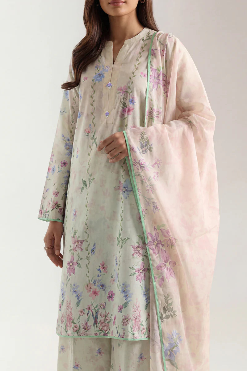 Unstitched Printed Lawn 3 Piece